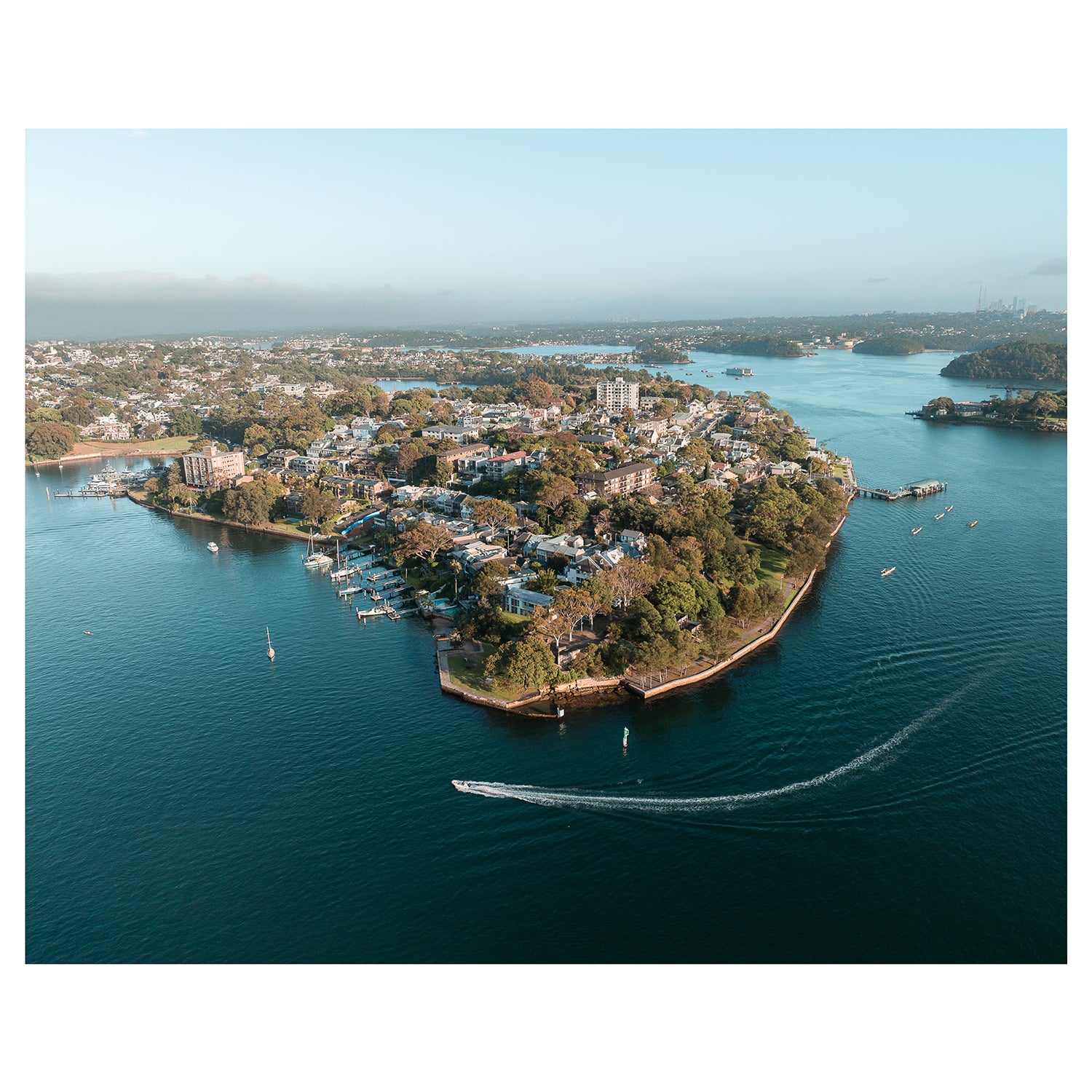 Balmain East coastal Sydney aerial photograph - unframed harbour view wall art