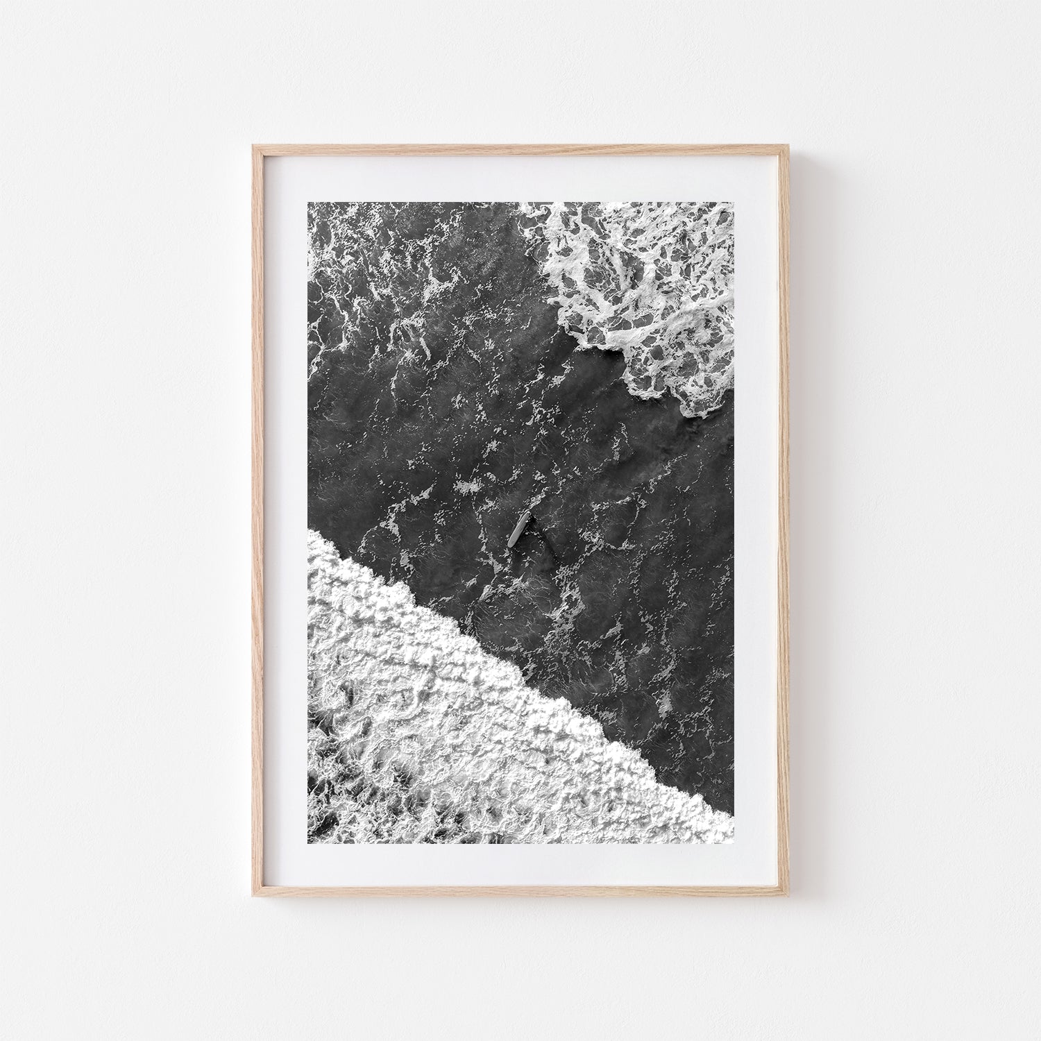 Intervals coastal seascape in oak frame - minimalist ocean photography wall art