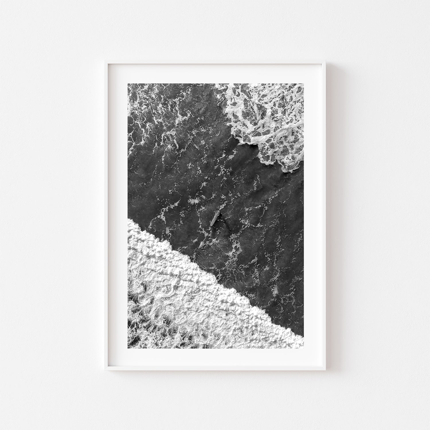 Coastal intervals abstract pattern in white frame - minimalist seascape wall art