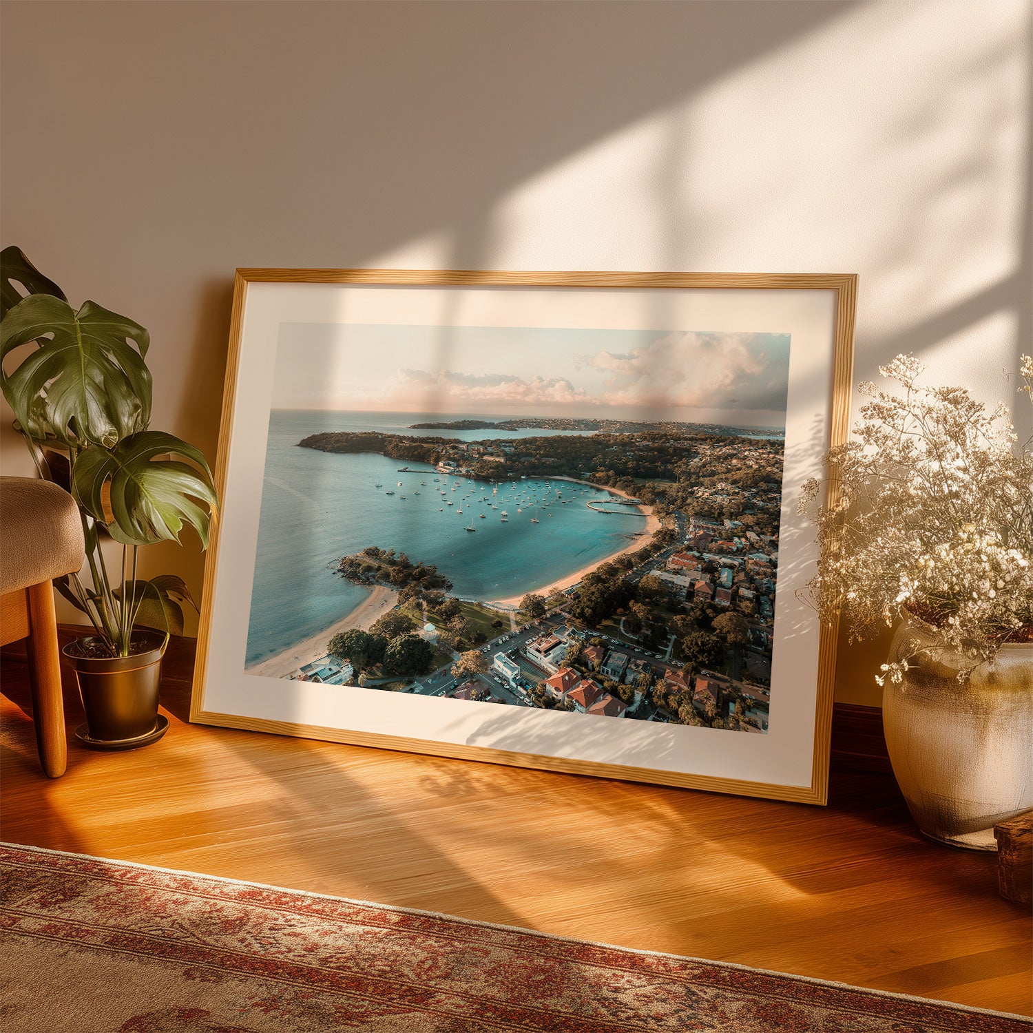 Balmoral Beach glowing sunset landscape - unframed coastal photography wall art