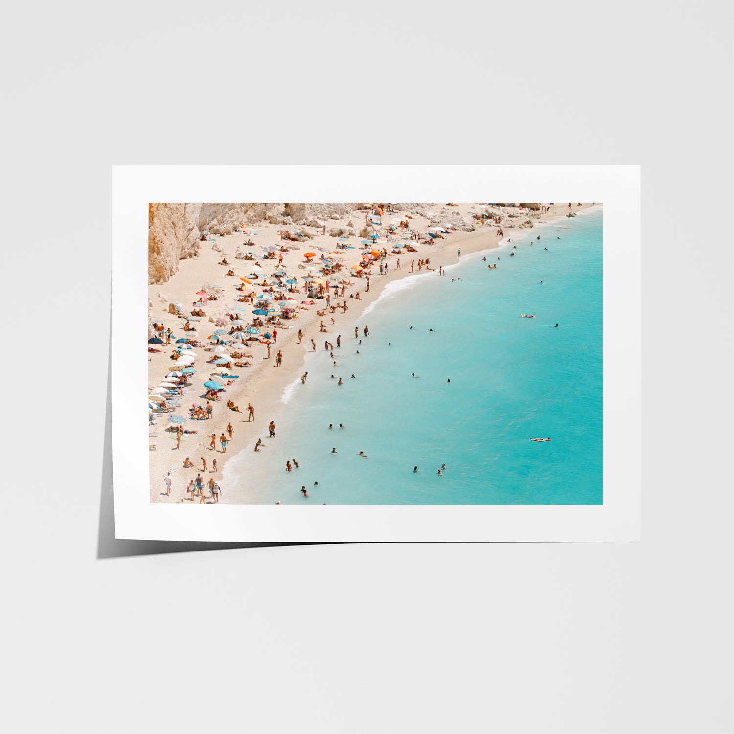 Lefkada ocean sunset seascape in white frame - Mediterranean coastal wall art