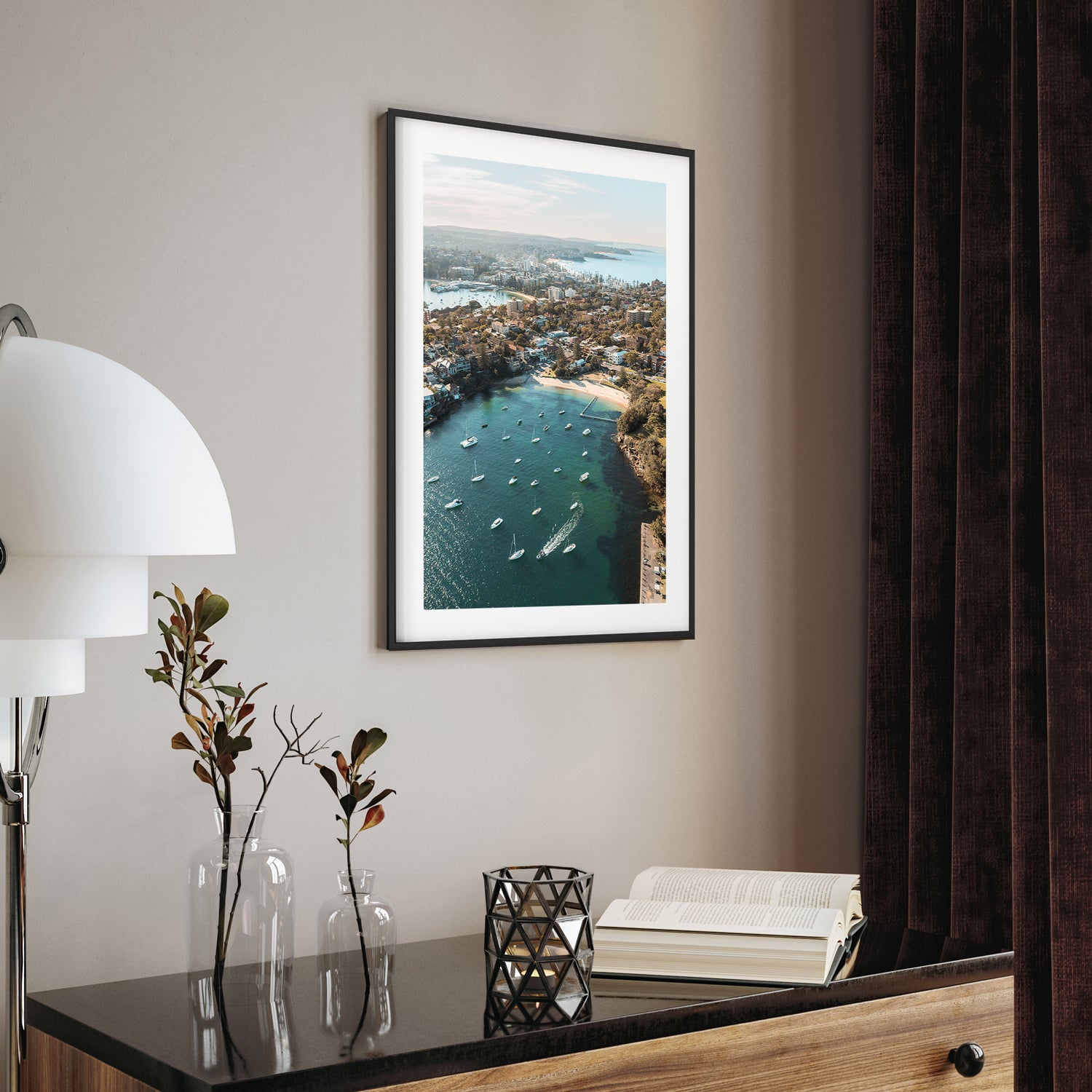 Little Manly Beach aerial seascape - unframed coastal photography wall art
