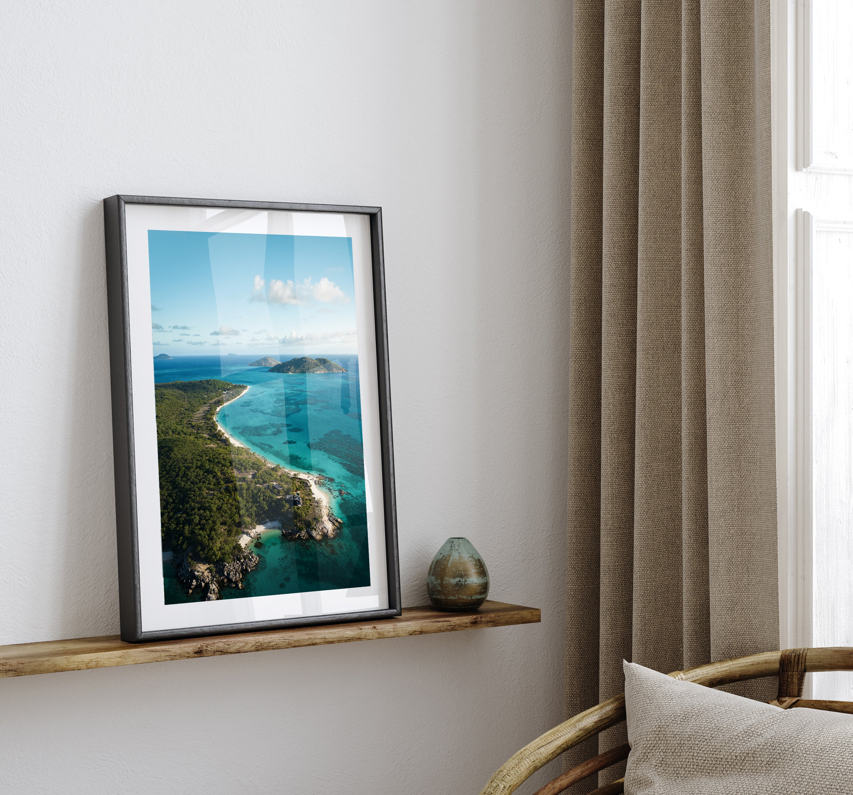 Lizard Island tropical aerial view - coastal landscape photography wall art for modern