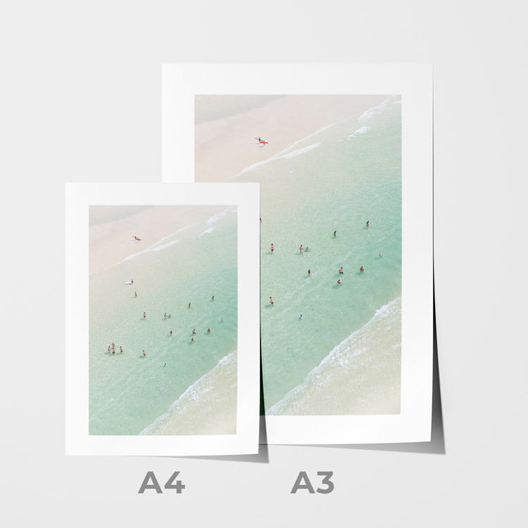 Sundays at Icebergs swimming pool aerial view - coastal photography in white frame