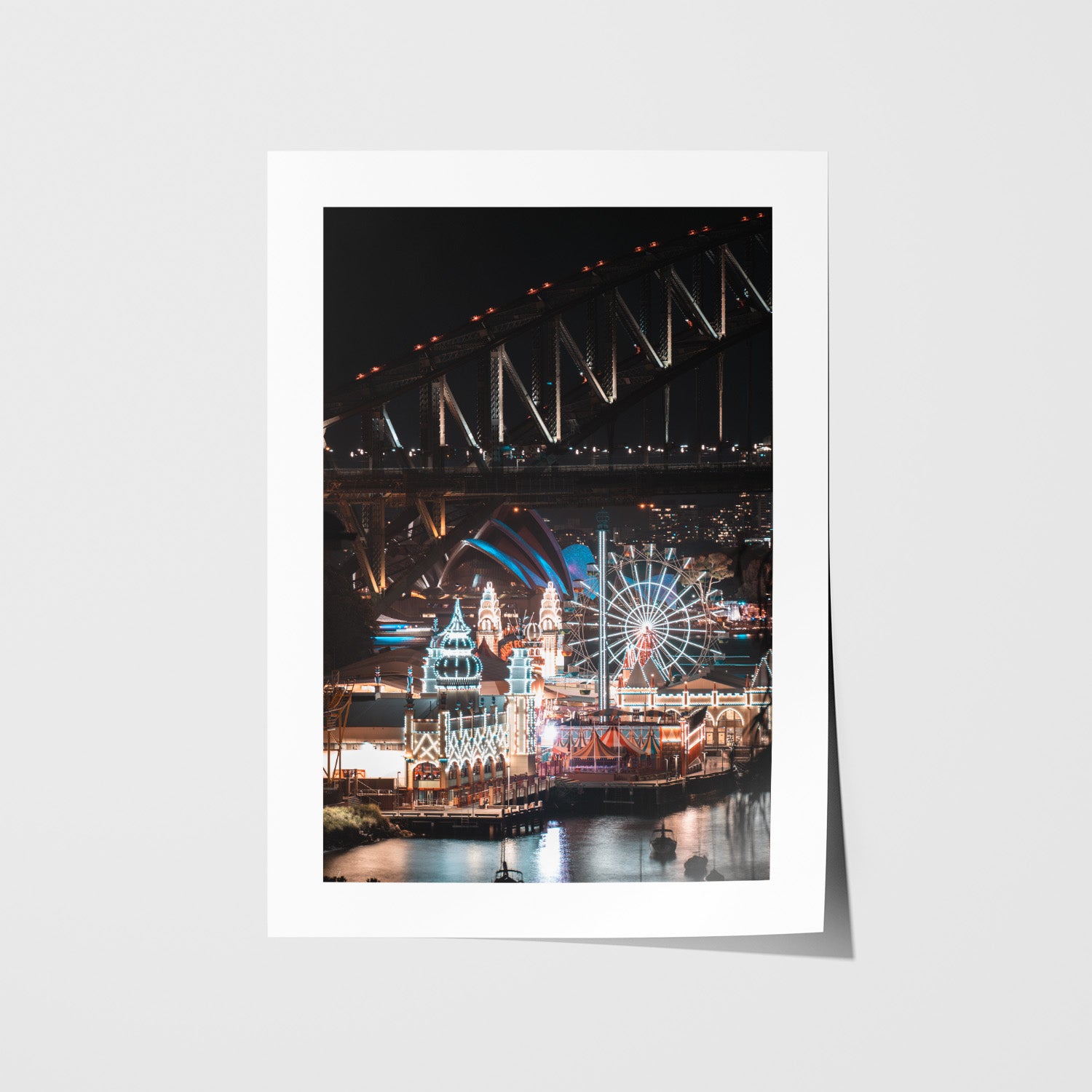 Luna Park Sydney illuminated at night - iconic Sydney landmark art print