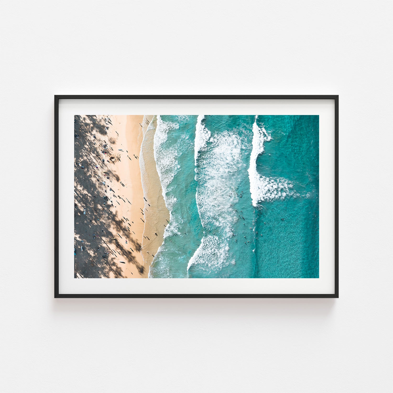 Manly Beach waves crashing - black framed coastal photography wall art for modern homes