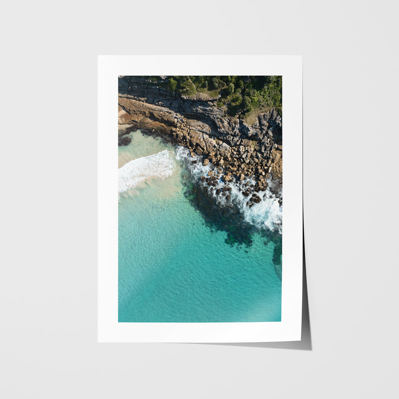 Maroubra ocean colours seascape in white frame - abstract coastal wall art for modern