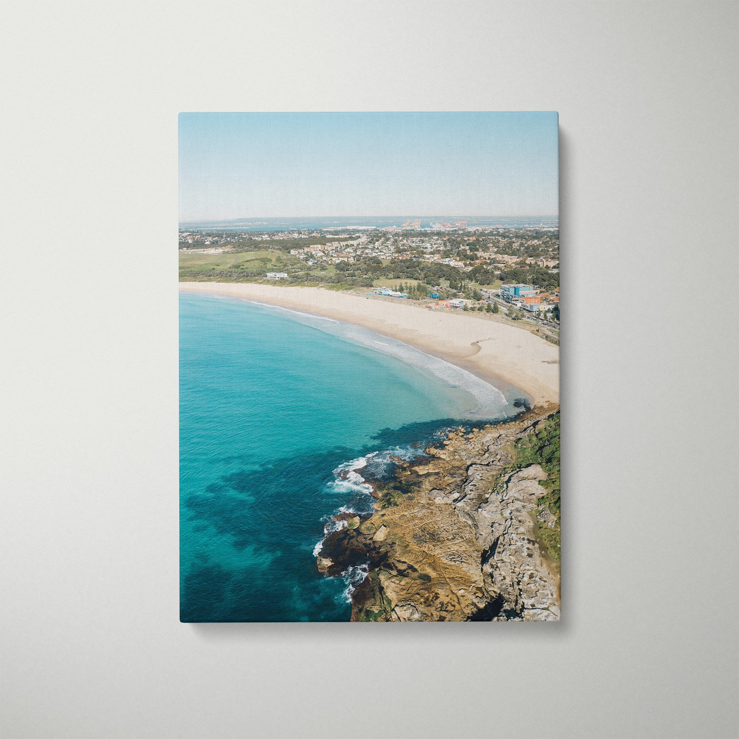 Maroubra coastal landscape in white frame - Sydney beach wall art for modern homes
