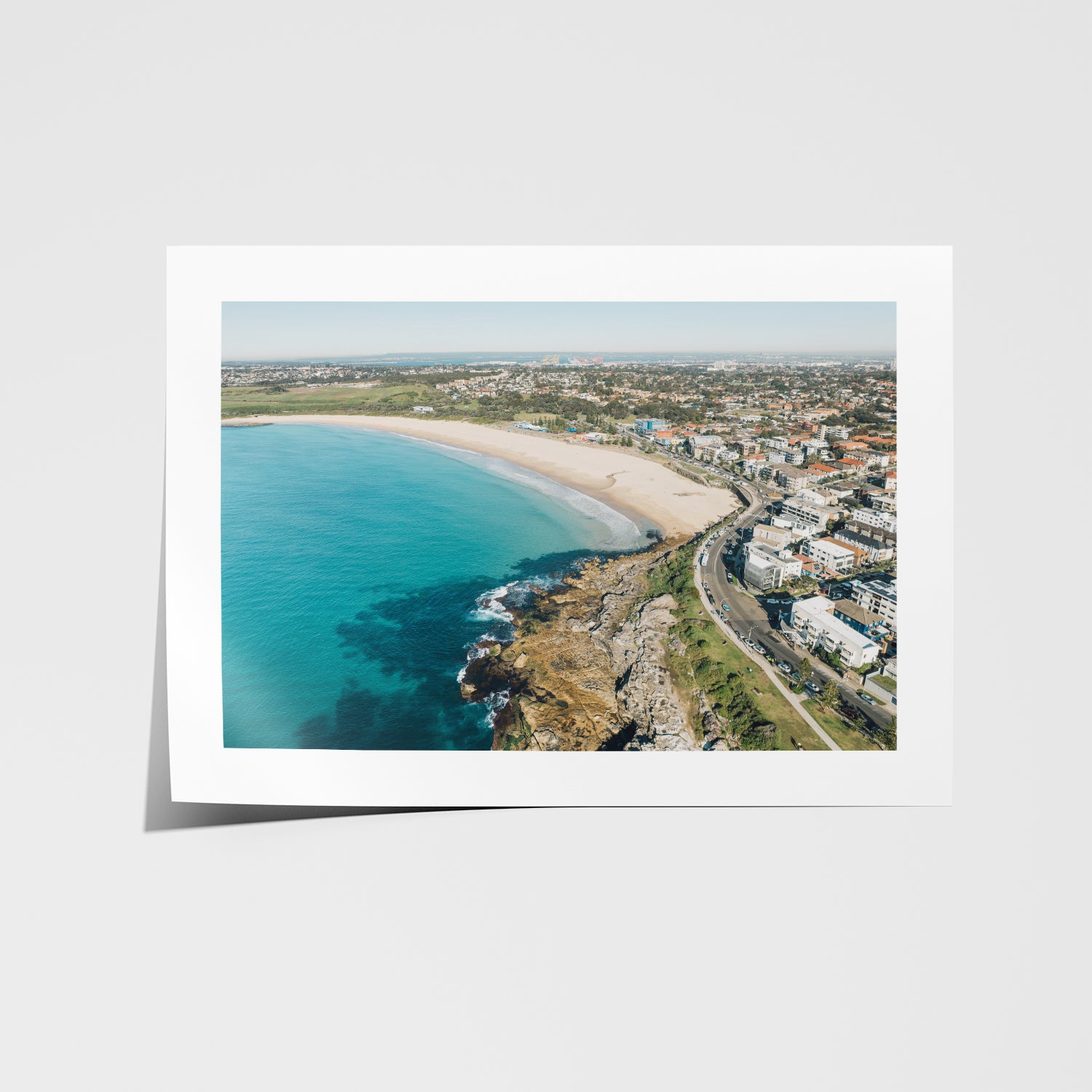 Maroubra coastal landscape in white frame - beach photography wall art