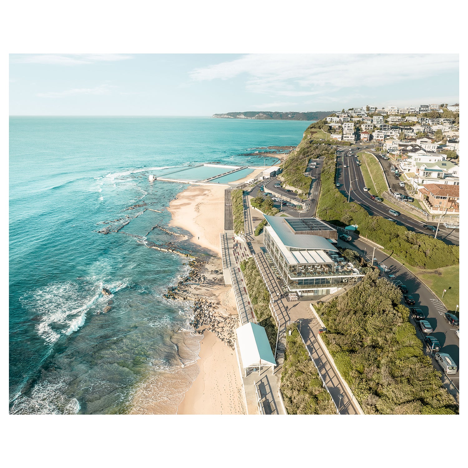 Merewether coastal landscape aerial view - unframed photography wall art for modern homes