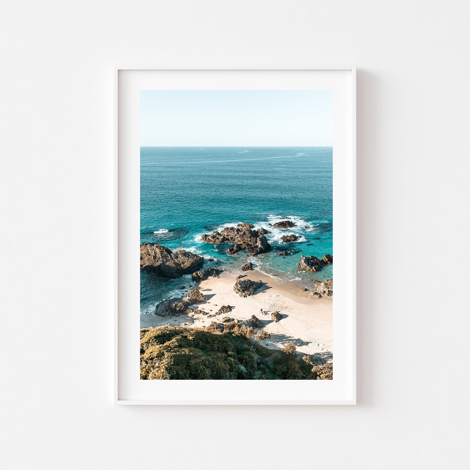 Mermaid Pass coastal rocks seascape in white frame - ocean landscape wall art
