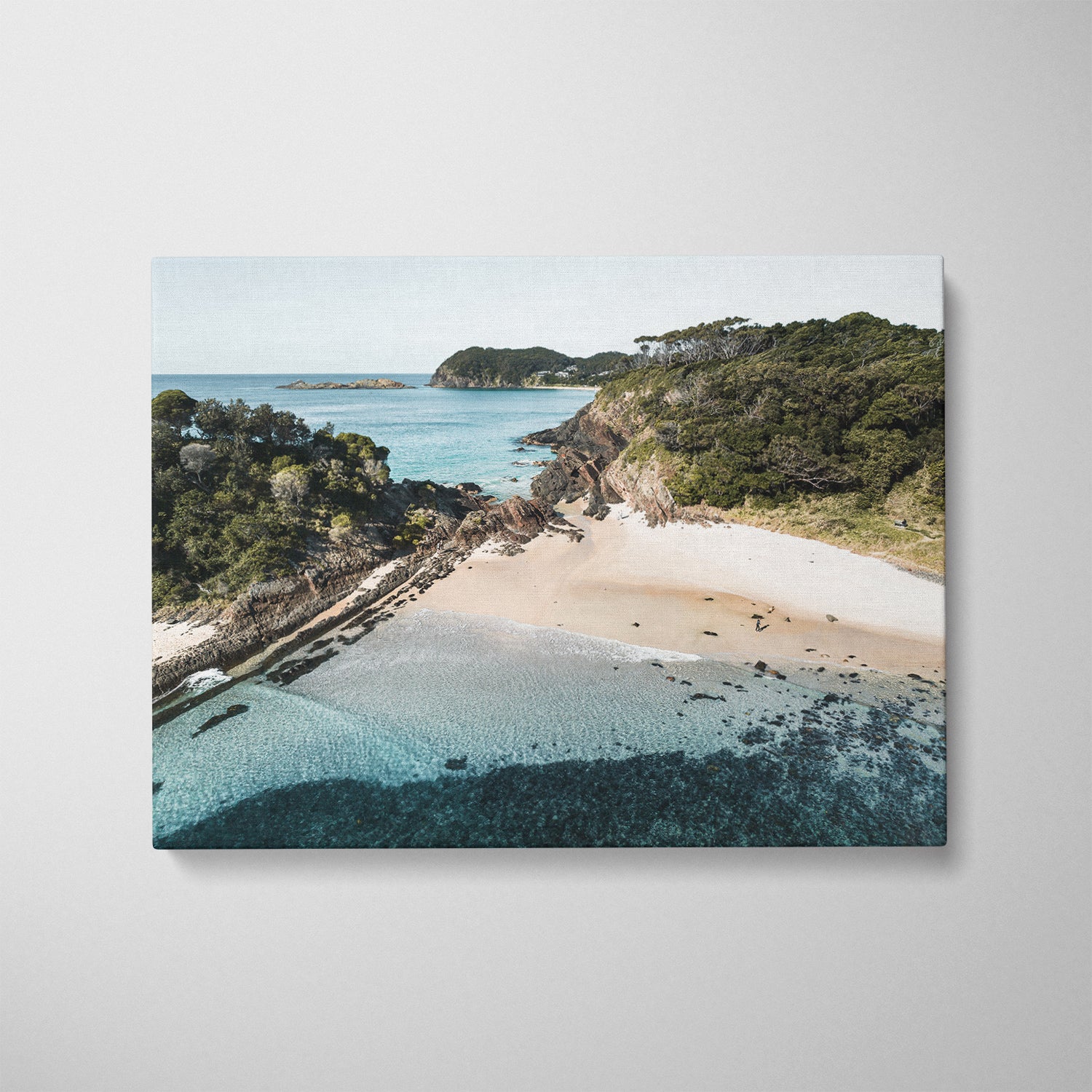 Mid-Coast seascape in white frame - tranquil coastal photography wall art for modern homes
