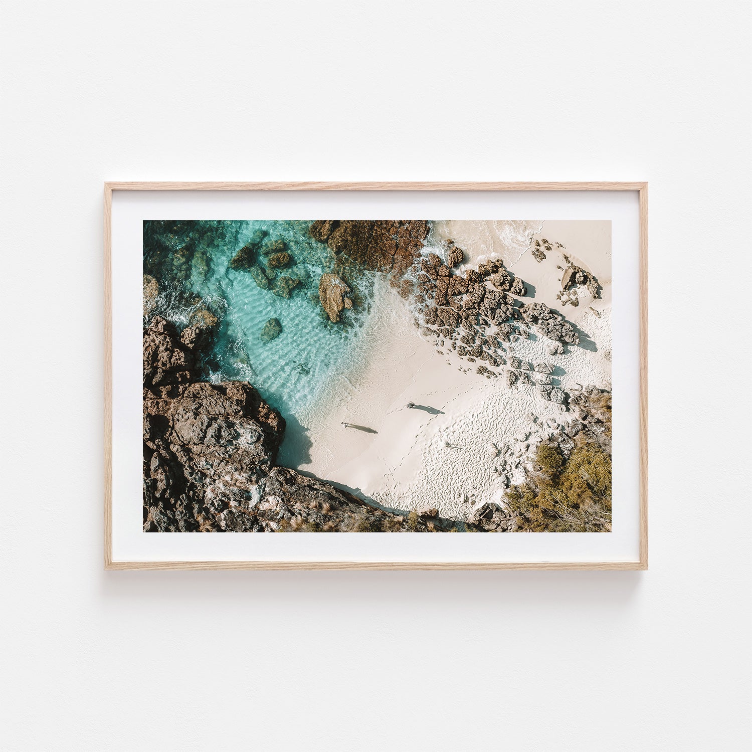 Jervis Bay paradise morning seascape in oak frame - coastal landscape wall art