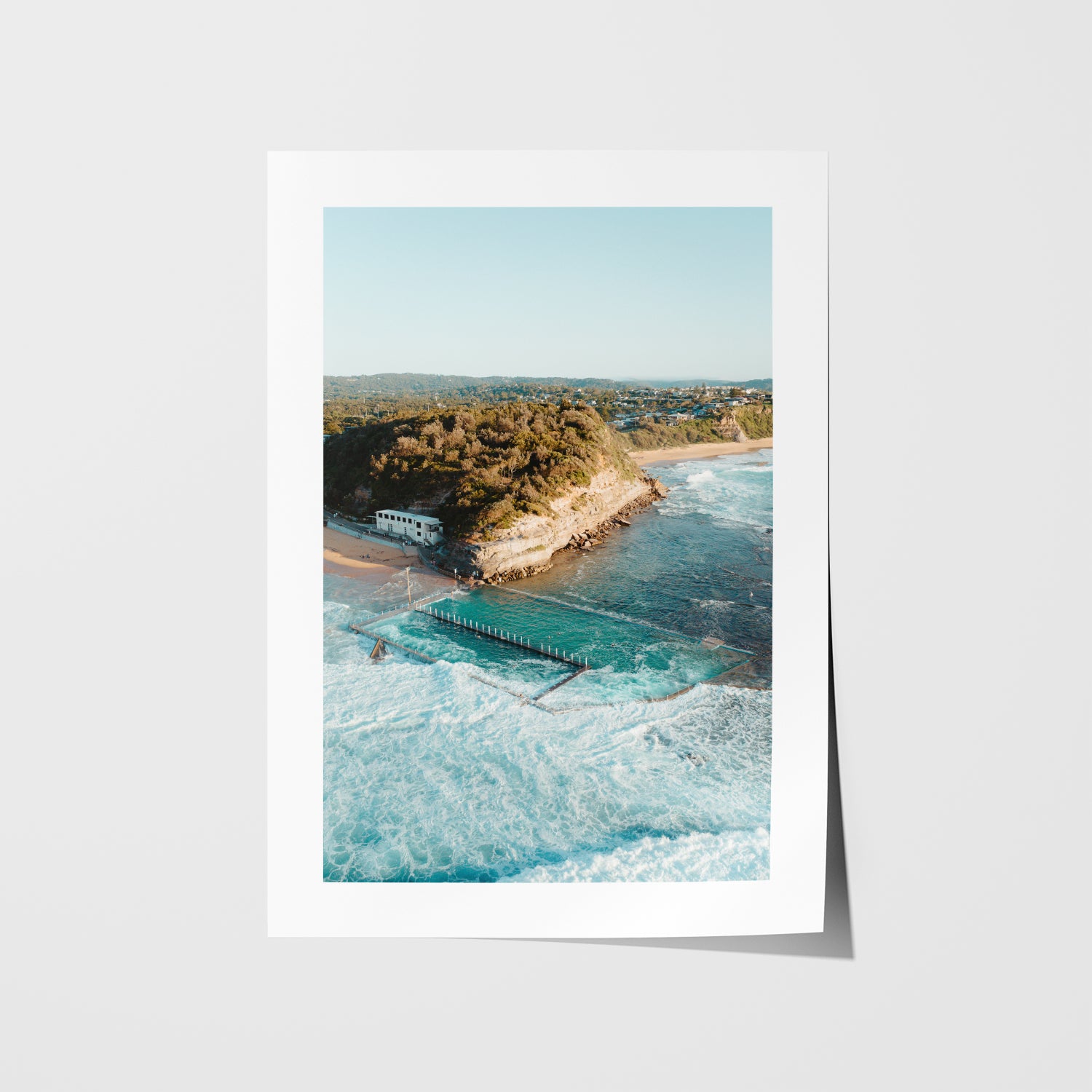 Narrabeen ocean swell seascape in white frame - coastal photography wall art