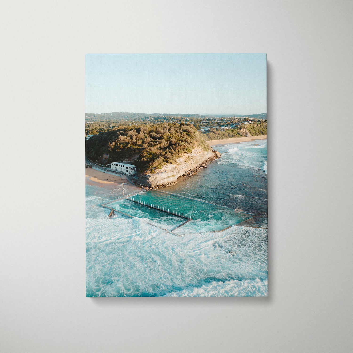 Narrabeen ocean swell landscape in white frame - coastal beach photography wall art