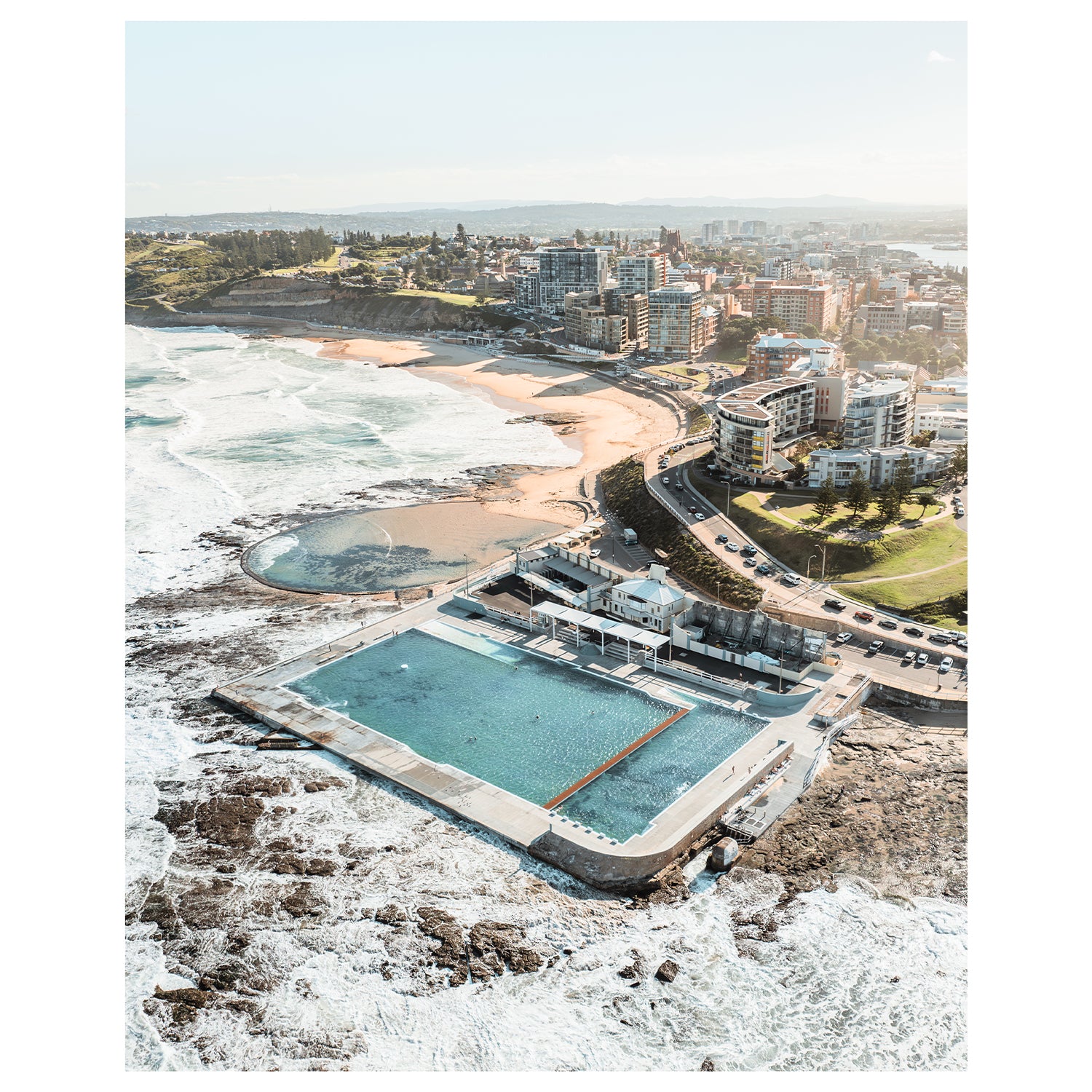 Newcastle coastal landscape in vibrant hues - modern beach photography wall art for