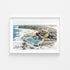 Newcastle coastal landscape in white frame - serene ocean photography wall art