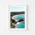 Number One Beach aerial view in white frame - coastal landscape photography wall art
