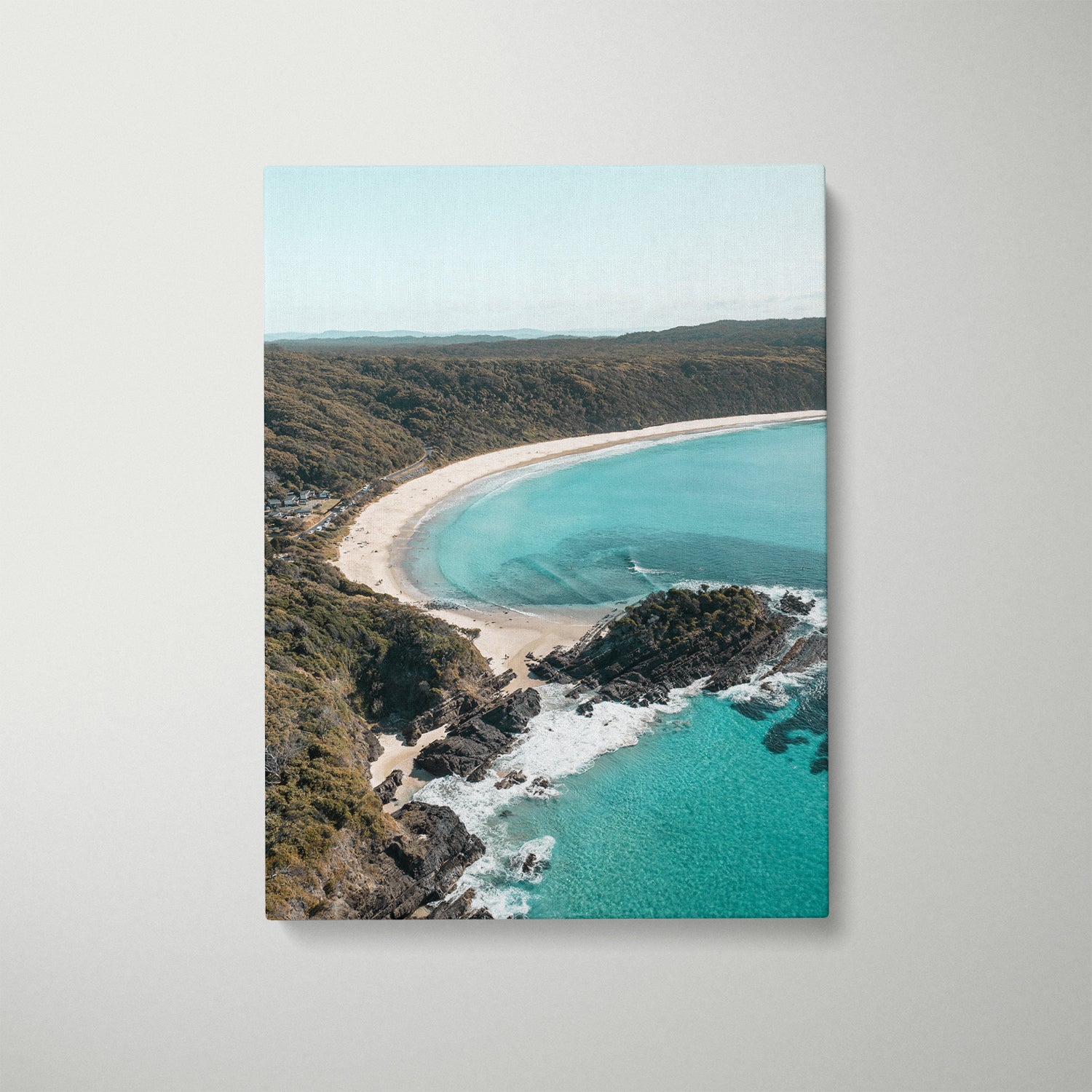 Number One Beach coastal landscape in white frame - seaside photography wall art