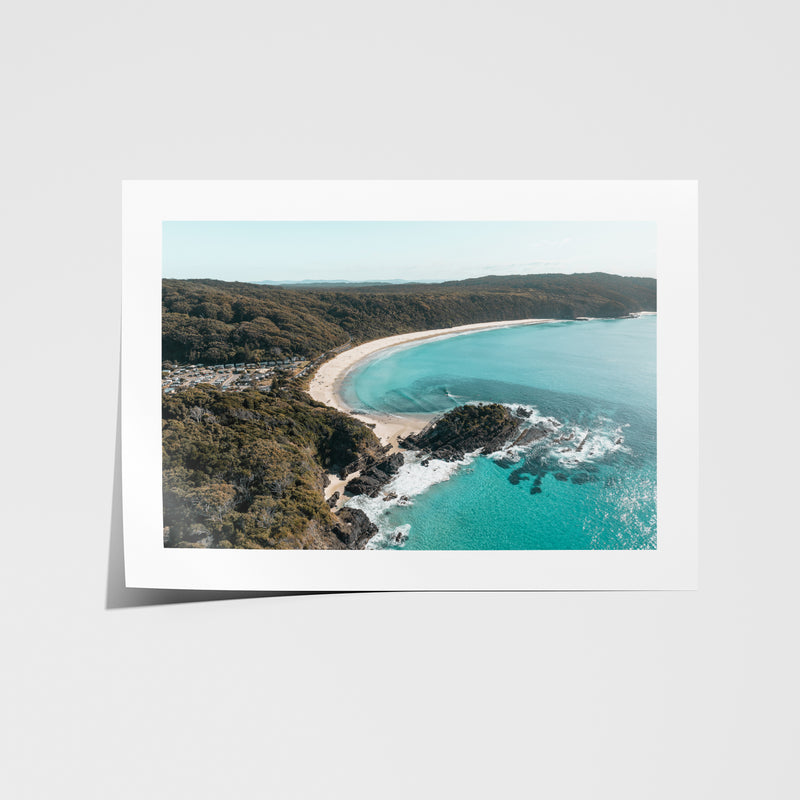 Number One Beach coastal landscape in white frame - beach photography wall art