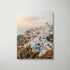 Oia Santorini sunset seascape in white frame - Mediterranean coastal wall art