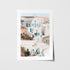 Oia Santorini seaside village in white frame - Mediterranean coastal photography wall art