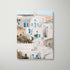 Oia Santorini whitewashed architecture in white frame - Mediterranean coastal wall art