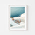 Santorini aerial seascape in white frame - "Out of Office" coastal photography wall art
