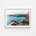 Balmoral Beach glowing sunset in white frame - Sydney coastal photography wall art