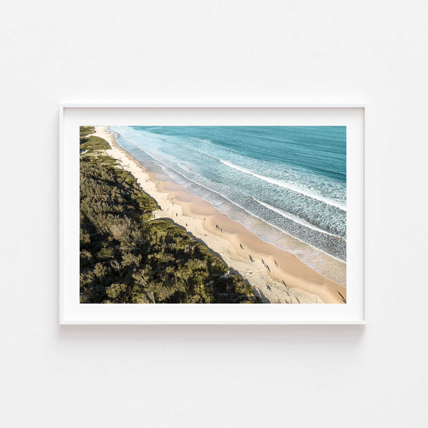 Pearl Beach coastal seascape in white frame - Australian beach wall art for modern homes