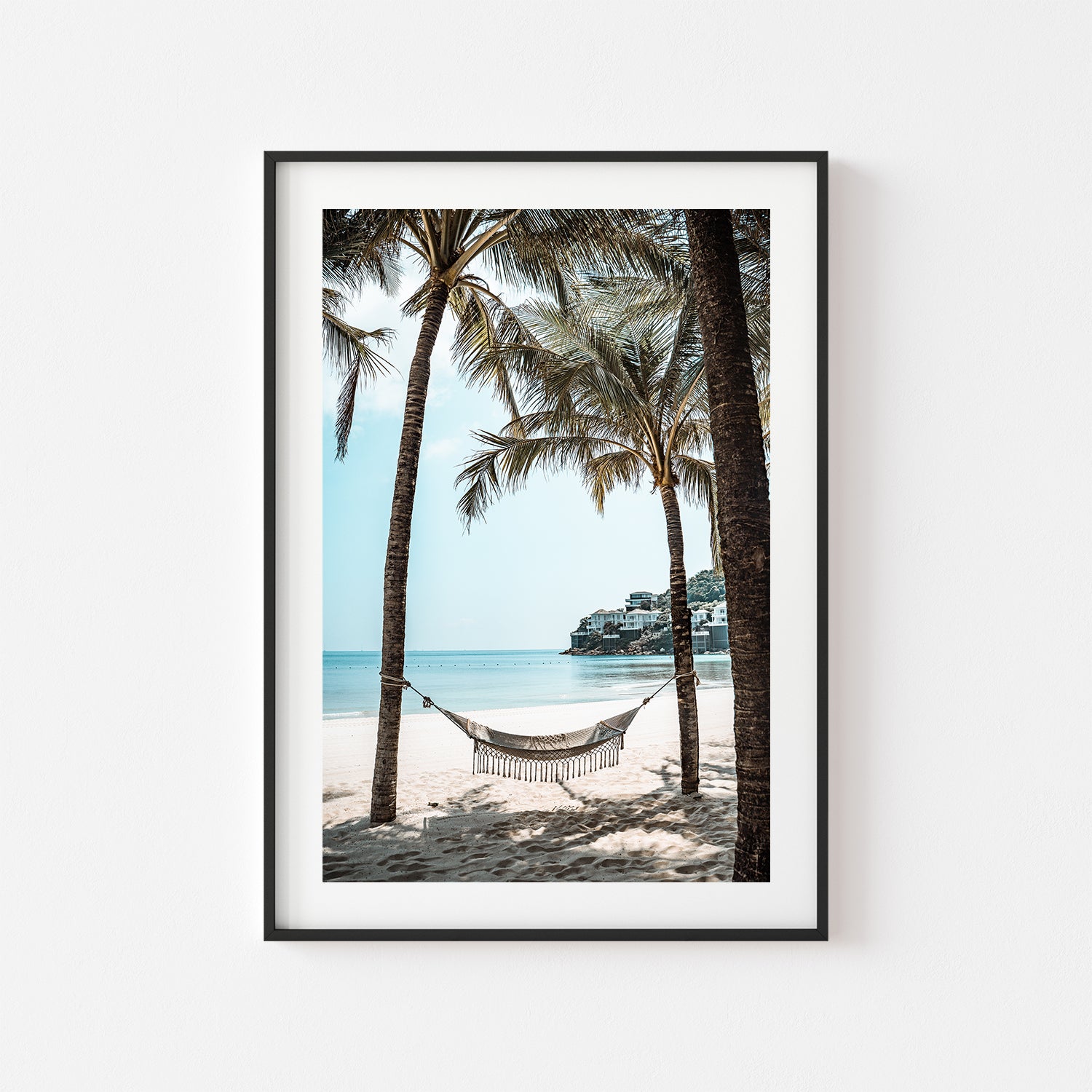 Place To Be" peaceful coastal seascape in black frame - beach landscape wall art for