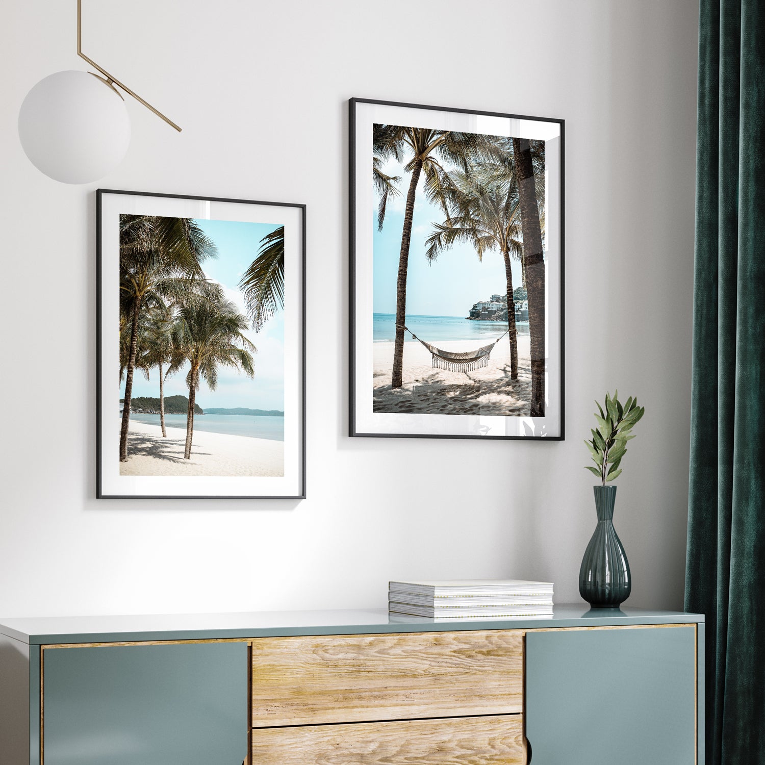 Place To Be" coastal landscape in white frame - serene beach photography wall art