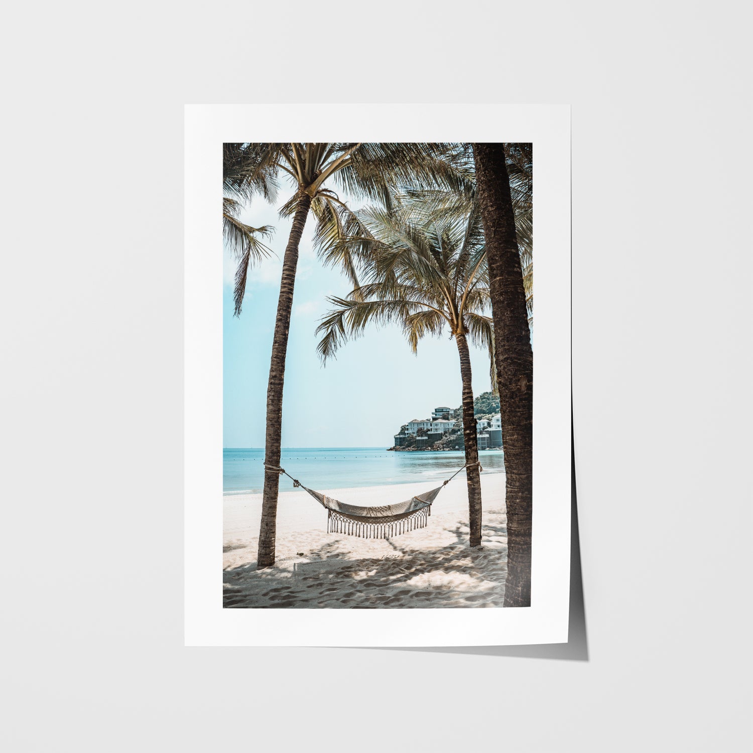 Place To Be" coastal landscape in white frame - serene beach wall art for modern homes