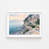 Positano sunset coastal landscape in white frame - Italian Amalfi Coast wall art