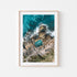 Rocky Haven seascape in oak frame - moody coastal wall art for modern Australian homes