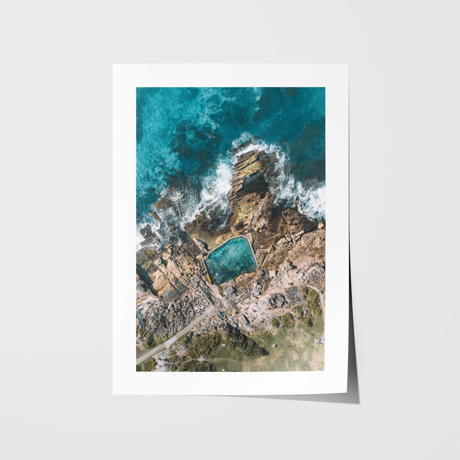 Rocky Haven Maroubra seascape in white frame - coastal landscape photography wall art