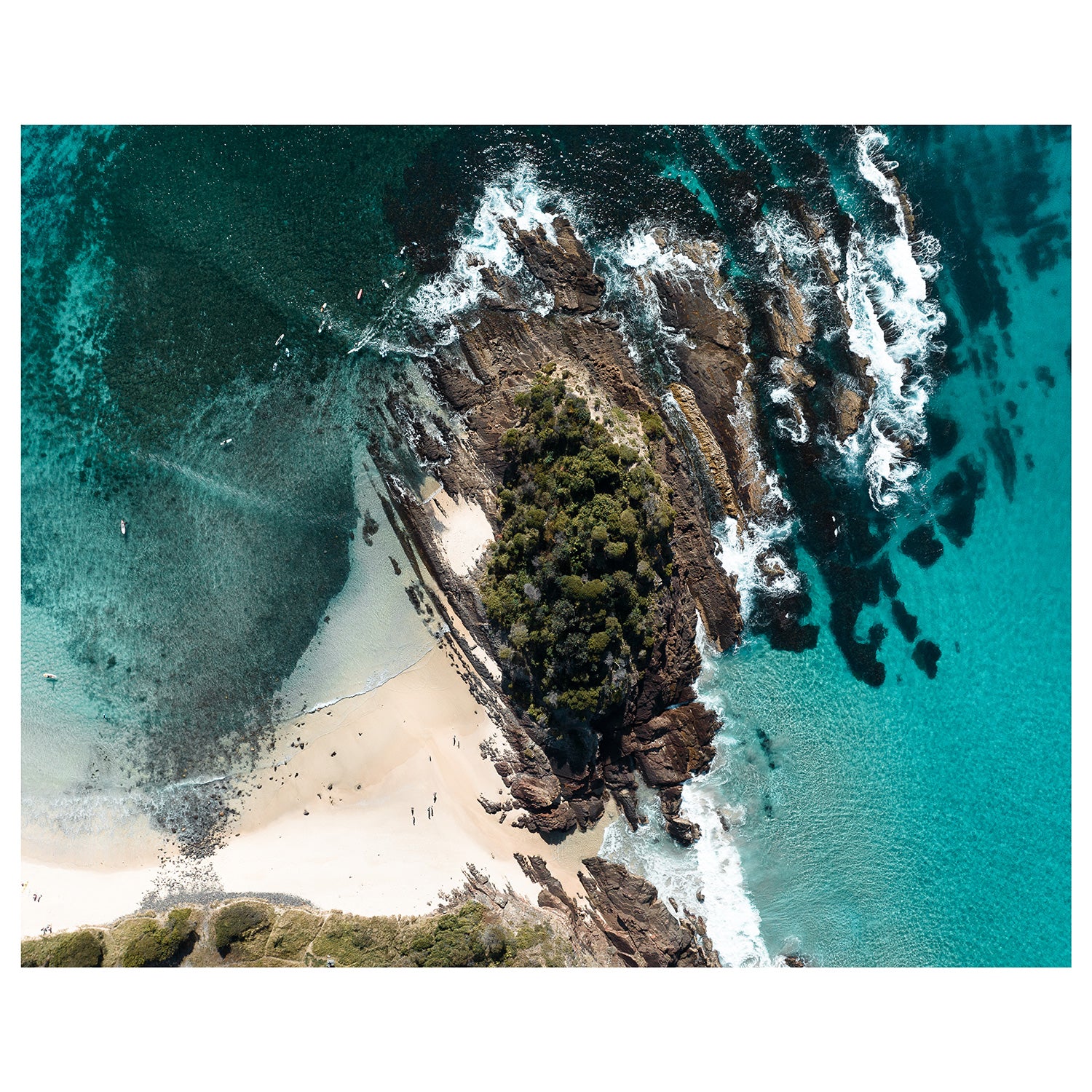 Rocky coastal retreat landscape photograph - unframed seascape wall art for modern homes