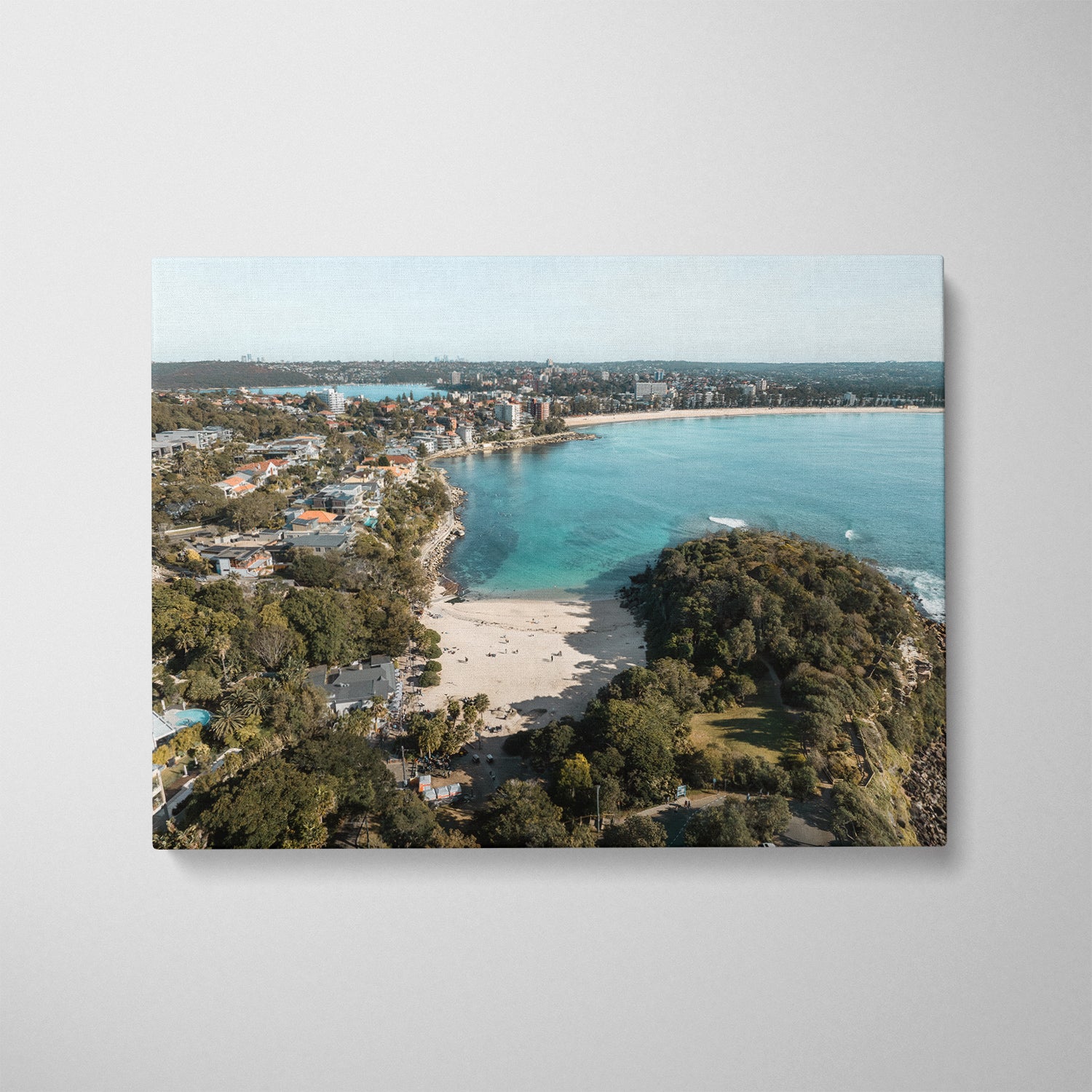 Shelly to Manly coastal landscape in white frame - Sydney beach wall art