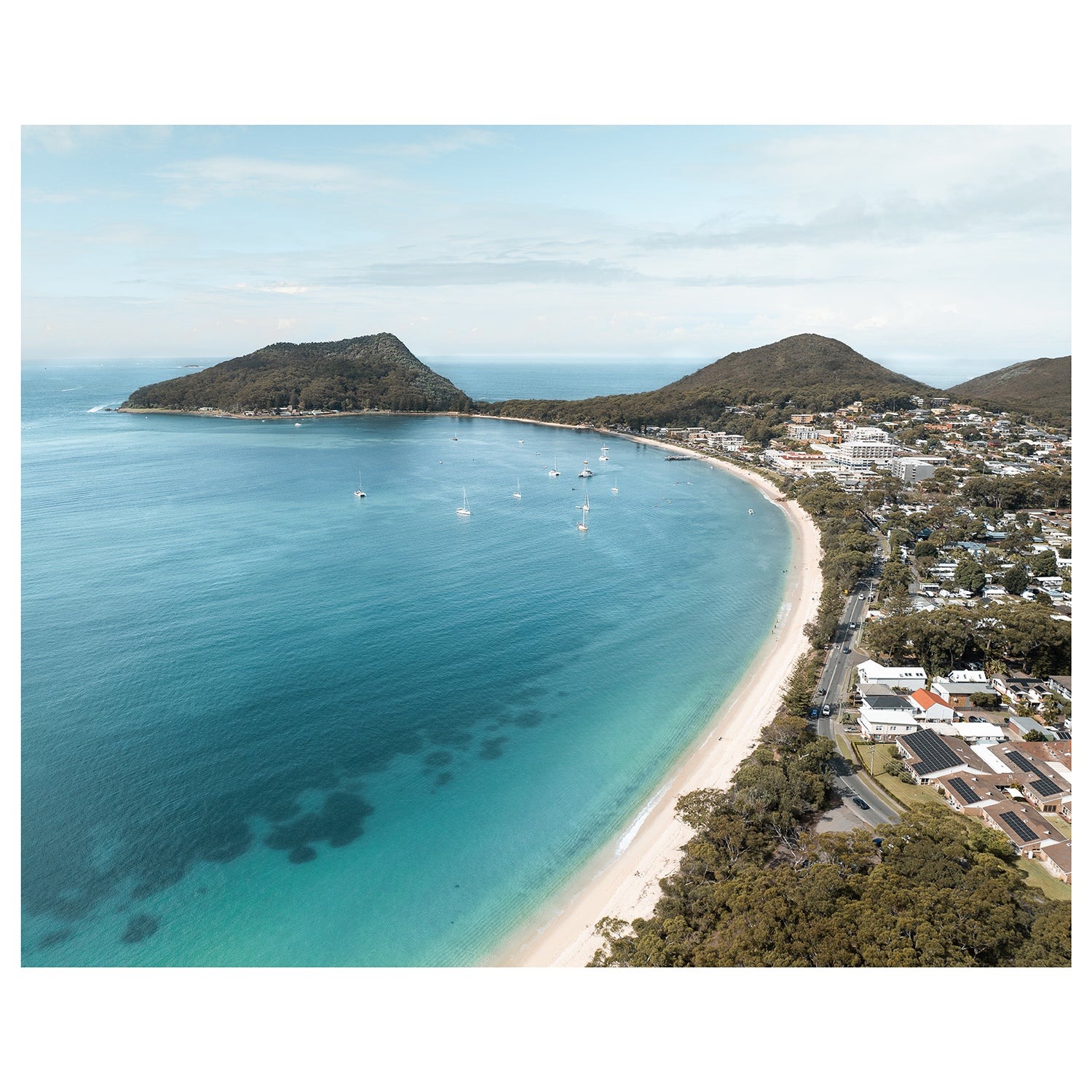 Shoal Bay aerial seascape at Port Stephens - coastal photography wall art