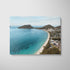 Shoal Bay aerial seascape in white frame - coastal photography wall art for modern homes