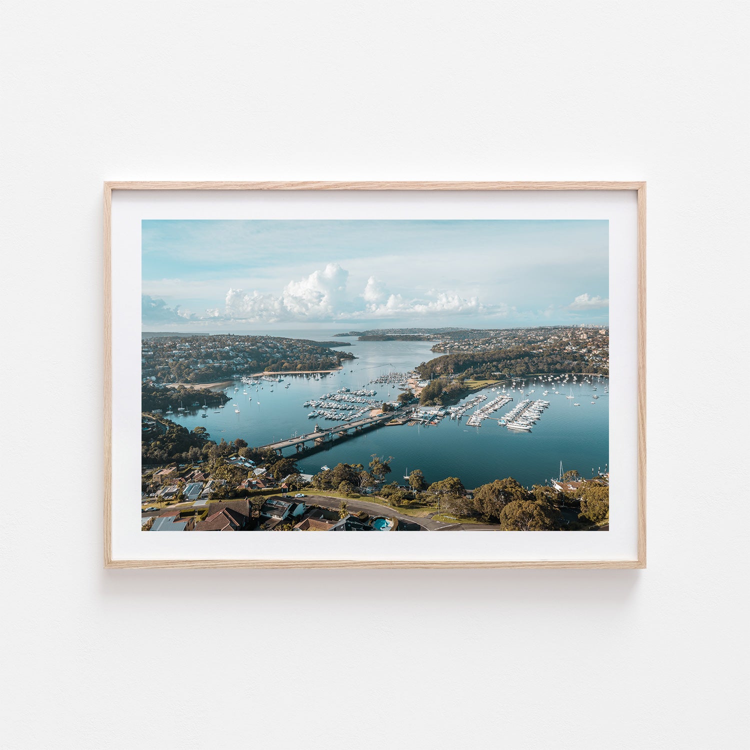 Spit Bridge Sydney coastal view in oak frame - landscape wall art for modern homes