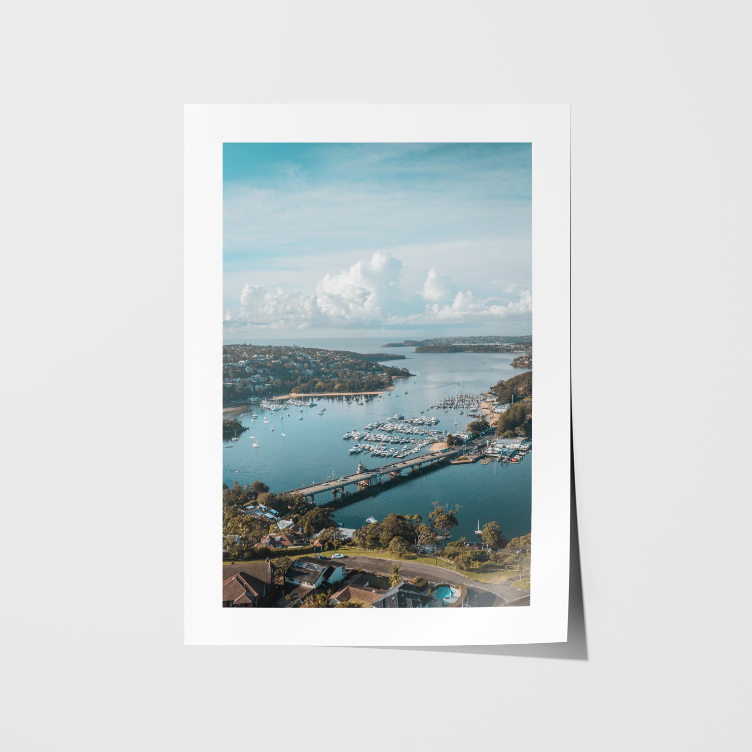 Spit Bridge Sydney harbour view in white frame - coastal landscape wall art