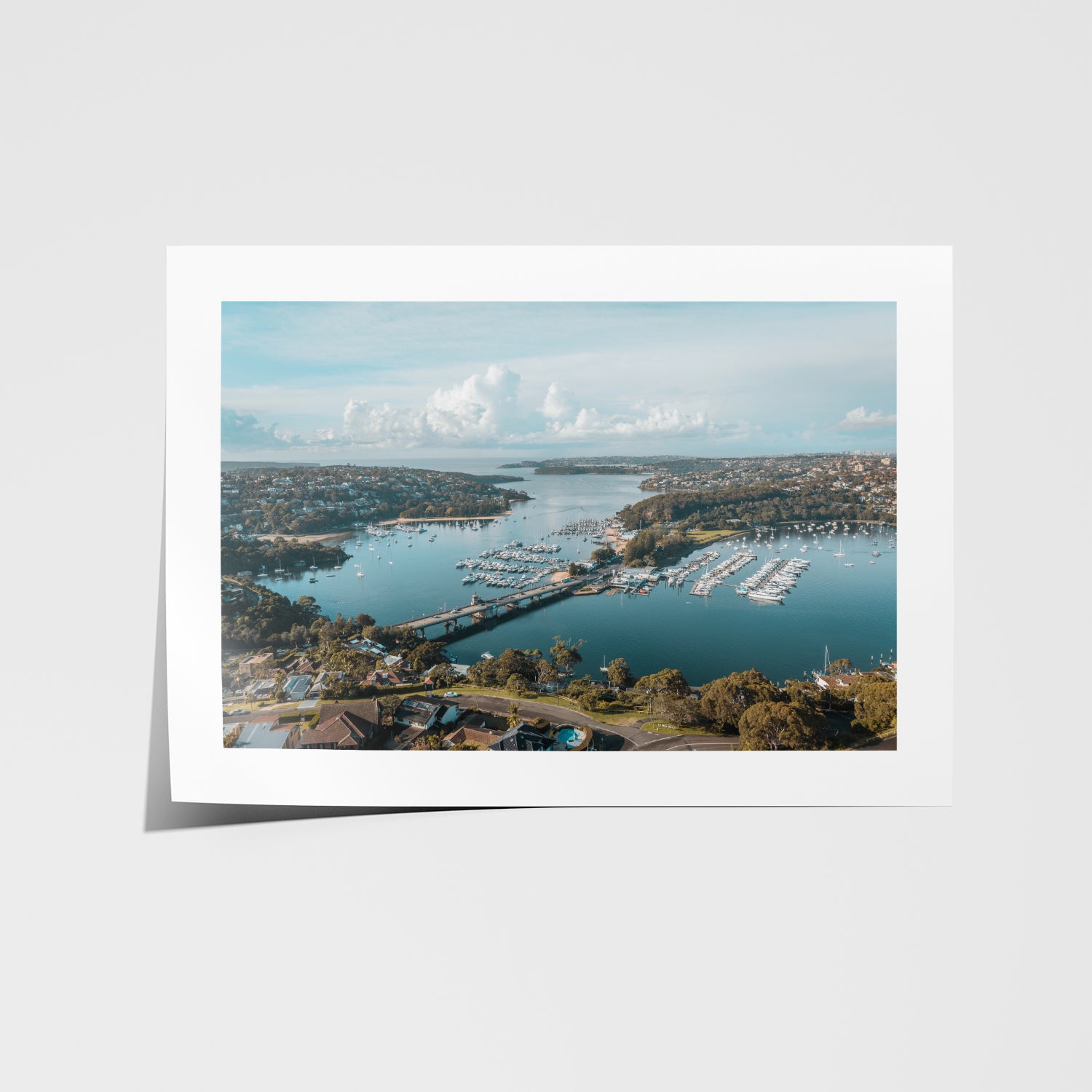Spit Bridge Sydney waterfront view in white frame - coastal landscape wall art