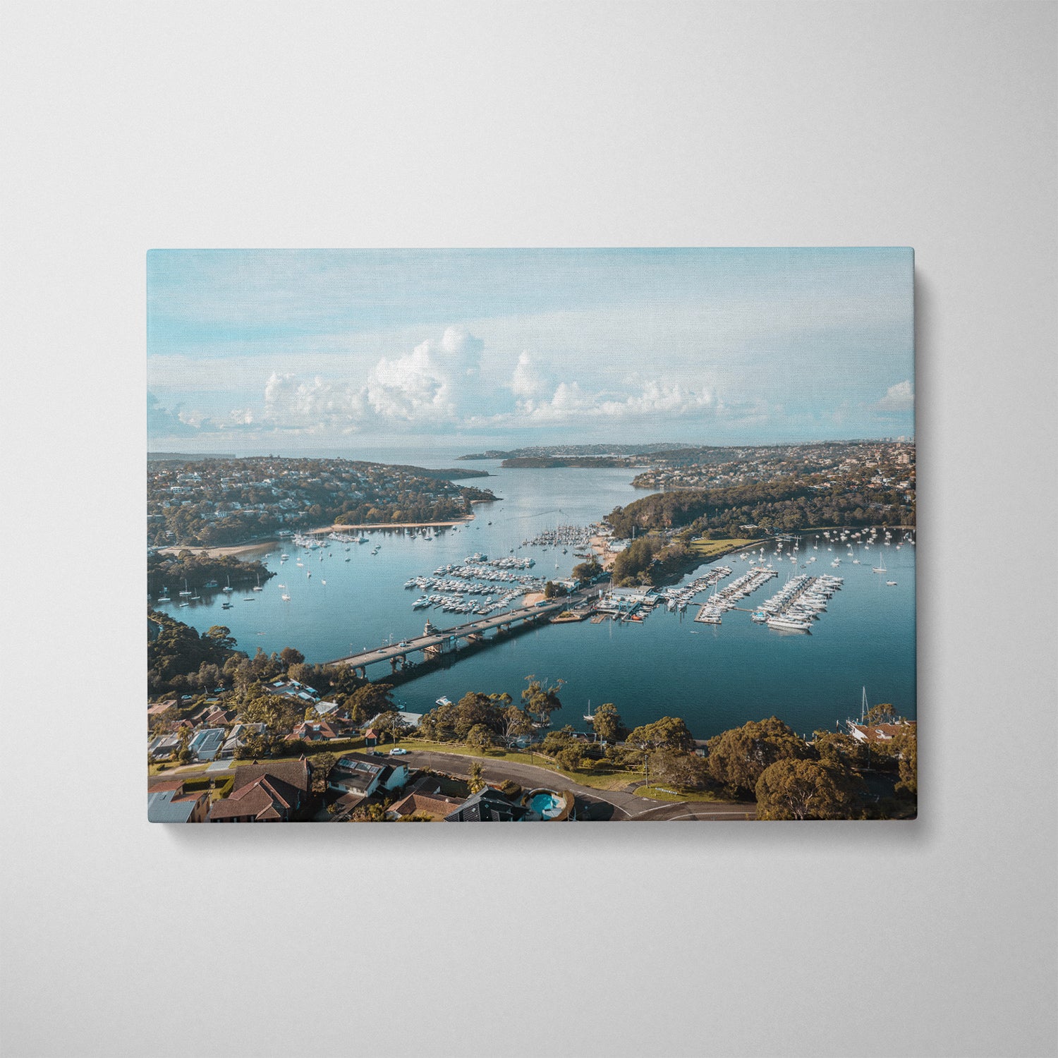 Spit Bridge scenic harbor view in white frame - Sydney coastal landscape wall art