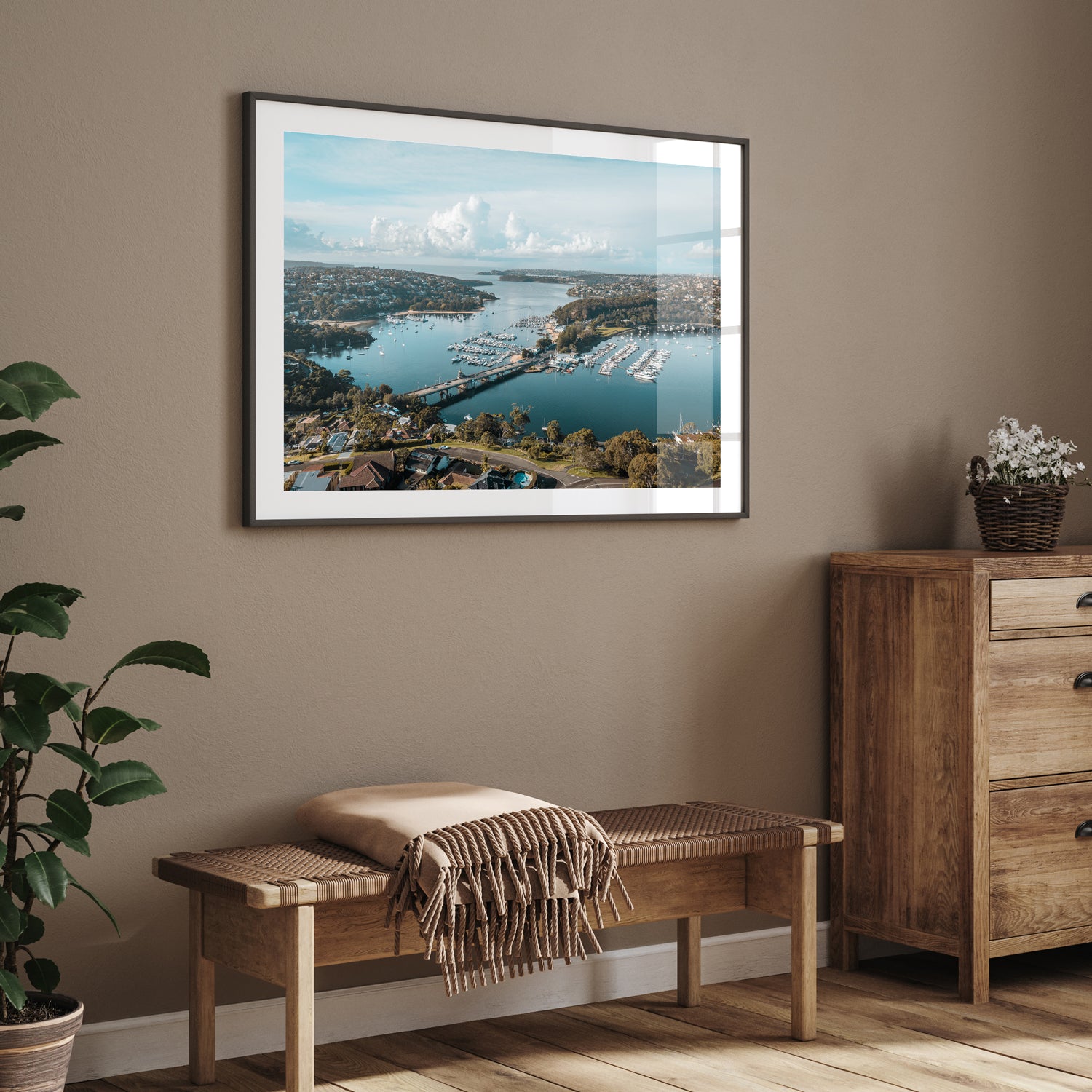 Spit Bridge Sydney waterfront view in black frame - coastal landscape wall art