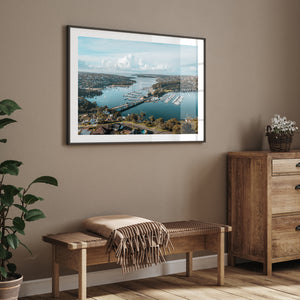 Spit Bridge Sydney waterfront view in black frame - coastal landscape wall art