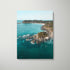 Sugarloaf Bay aerial view in white frame - coastal landscape wall art for modern homes