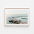 Bronte ocean sunrise scene in oak frame - sun kissed coastal photography wall art