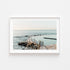 Bronte sun-drenched coastal landscape in white frame - beach photography wall art