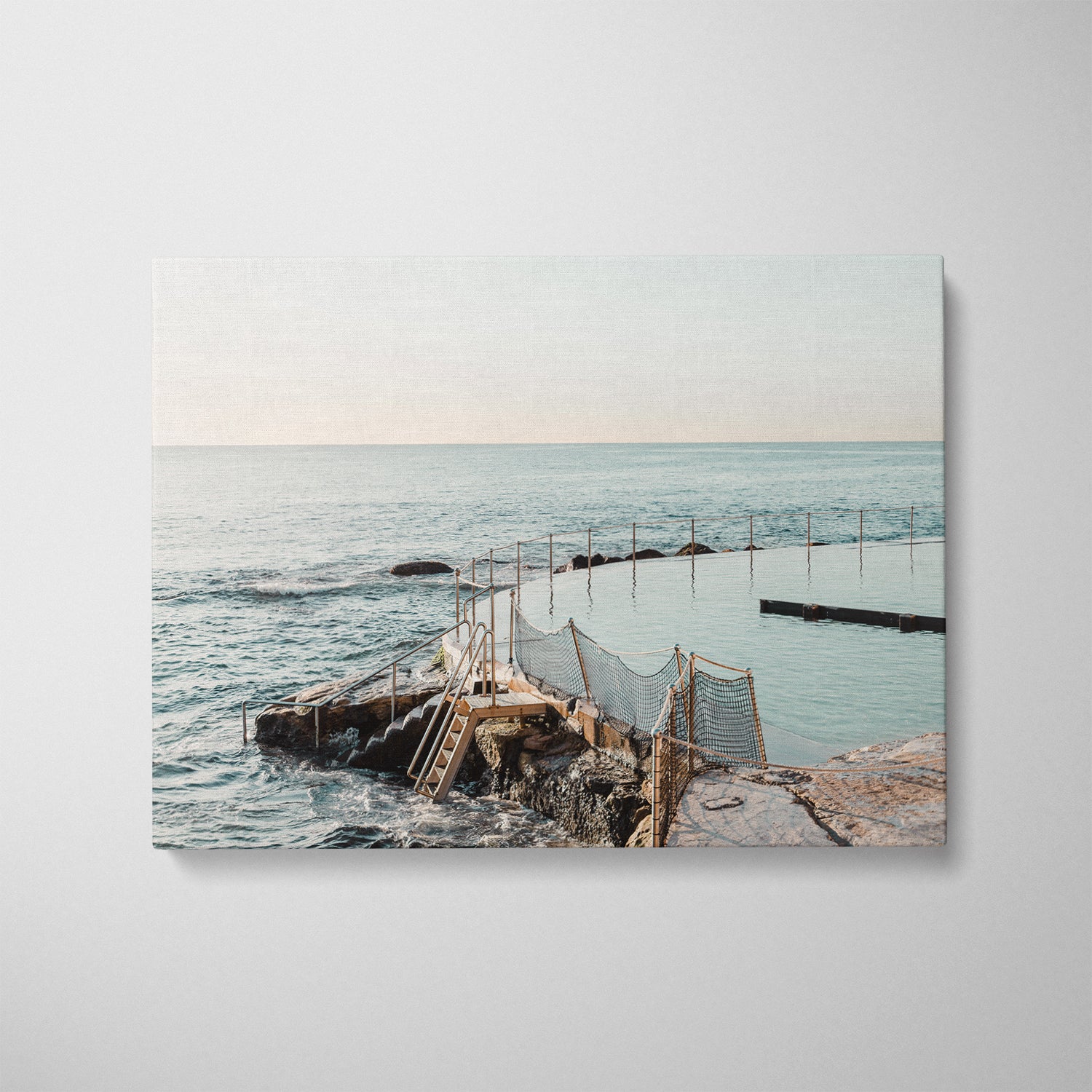 Bronte sun-kissed coastal landscape in white frame - beach photography wall art